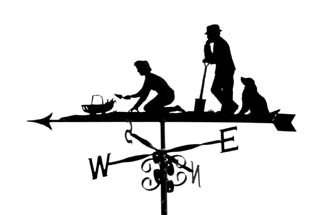 Man, lady and dog weathervane